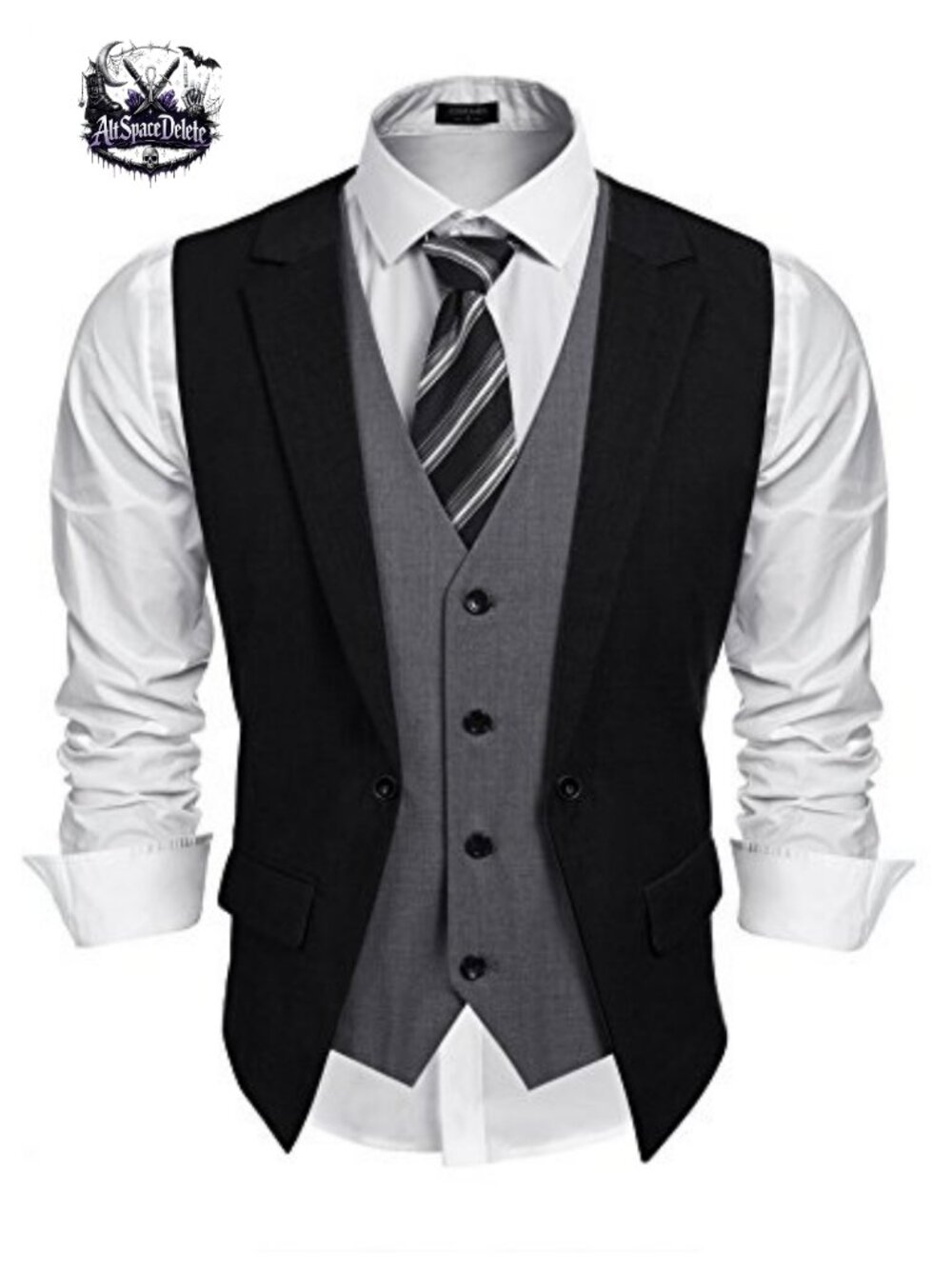 Men's Layered Suit Vest Business Dress Waistcoat Slim Fit